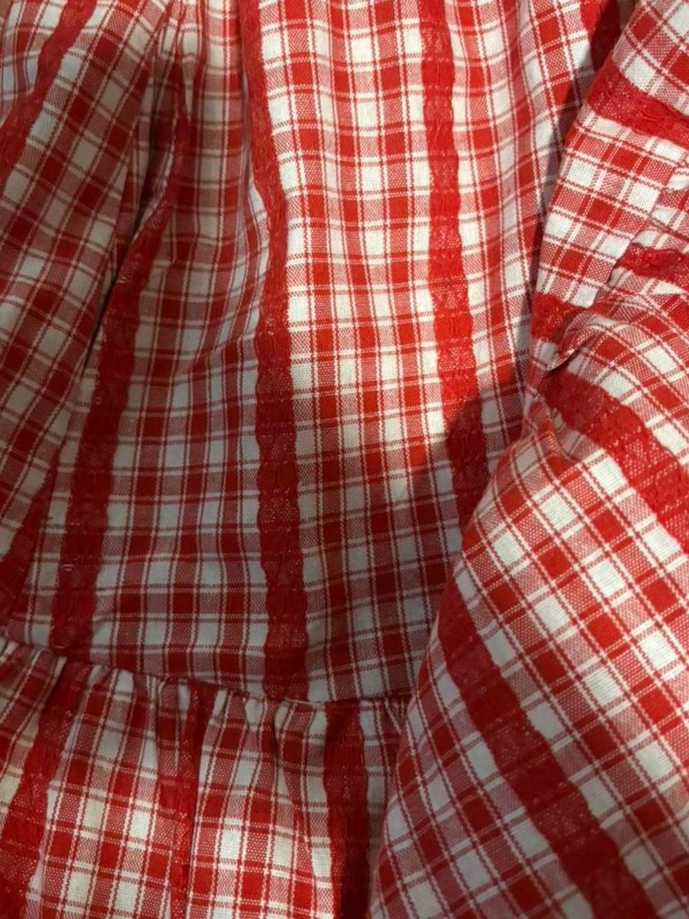Cider adorable Red gingham midi skirt with lace trim med - Picture 4 of 8